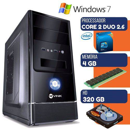 Computador Intel Core 2 Duo 2.6ghz 4gb HD 320gb Windows 7