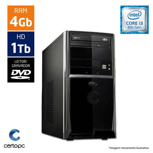 Computador Intel Core I3 8ª Geração 4GB HD 1TB DVD Certo PC Smart 1010