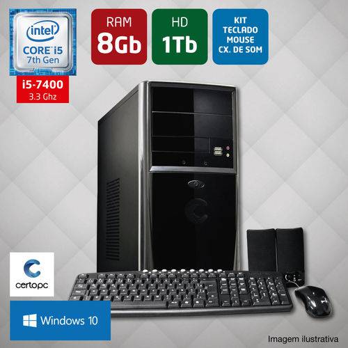 Computador Intel Core I5 7ª Geração 8GB HD 1TB Windows 10 Certo PC SELECT 033
