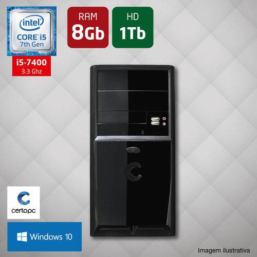 Computador Intel Core I5 7ª Geração 8GB HD 1TB Windows 10 Certo PC SELECT 031
