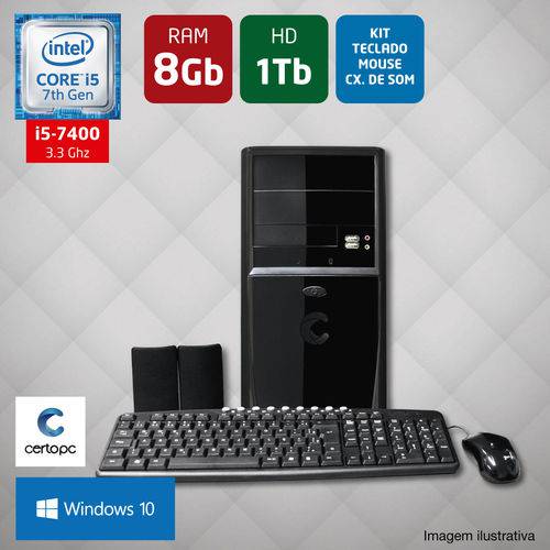 Computador Intel Core I5 7ª Geração 8GB HD 1TB Windows 10 PRO Certo PC SELECT 046