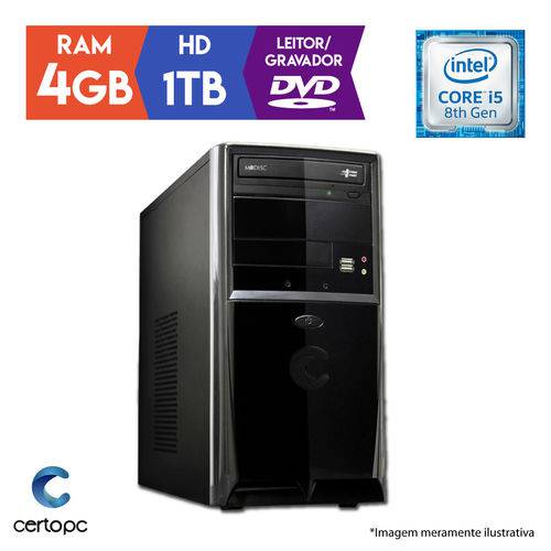 Computador Intel Core I5 8ª Geração 4GB HD 1TB DVD Certo PC Select 1004