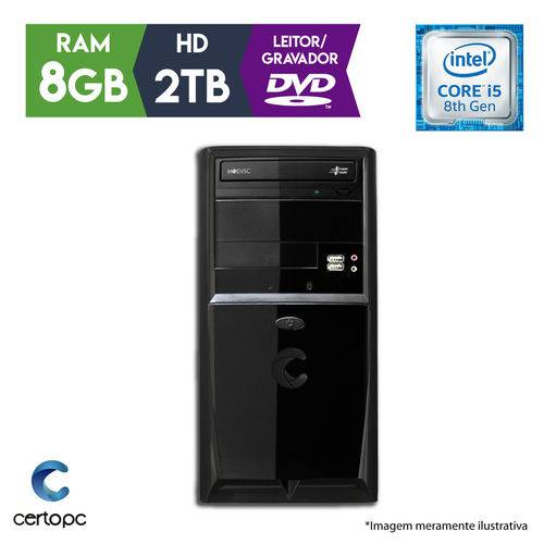 Computador Intel Core I5 8ª Geração 8GB 2TB DVD Certo PC Select 1022