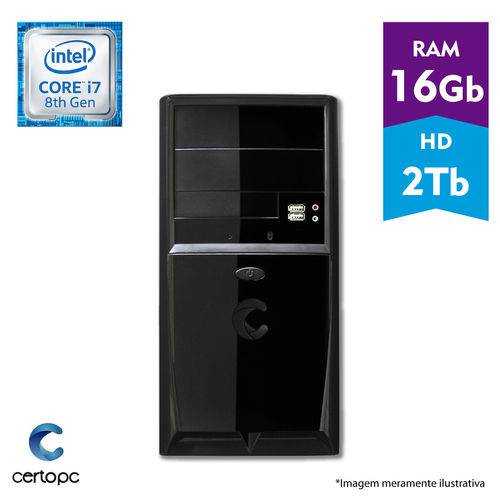 Computador Intel Core I7 8° Geração 16GB HD 2TB Certo PC Desempenho 1019