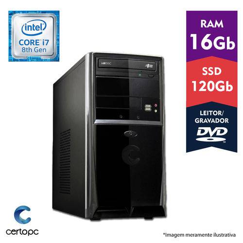 Computador Intel Core I7 8° Geração 16GB SSD 120GB DVD Certo PC Desempenho 1016