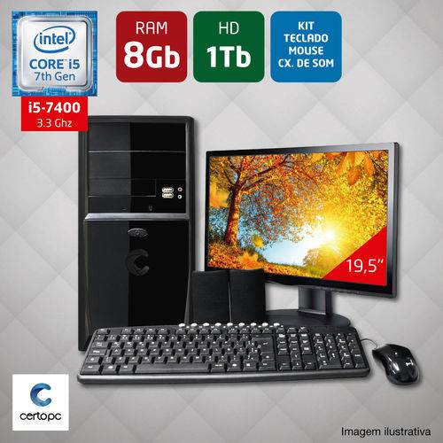 Computador + Monitor 19,5’’ Intel Core I5 7ª Ger 8GB HD 1TB Certo PC SELECT 038