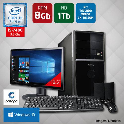 Computador + Monitor 19,5’’ Intel Core I5 7ª Ger 8GB HD 1TB Windows 10 PRO Certo PC SELECT 050