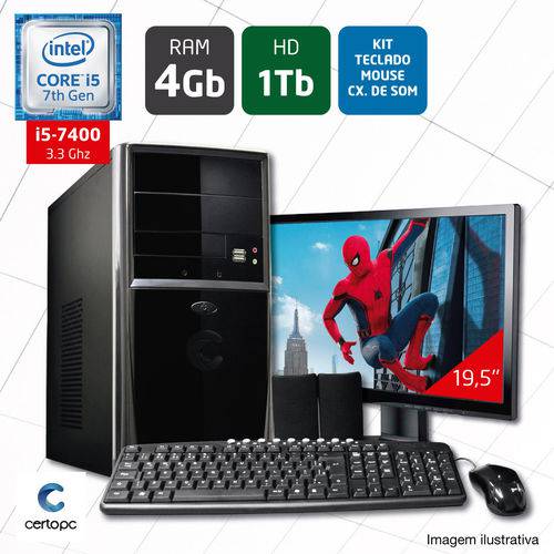 Computador + Monitor 19,5’’ Intel Core I5 7ª Geração 4GB HD 1TB Certo PC SELECT 026