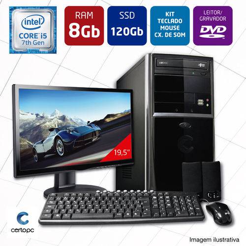 Computador + Monitor 19,5 Intel Core I5 7 Geração 8GB SSD 120GB DVD Certo PC SELECT 013
