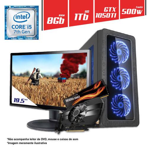 Computador + Monitor 19” Intel Core I5 8GB HD 1TB GTX 1050 TI 4GB CertoX BRAVE 501