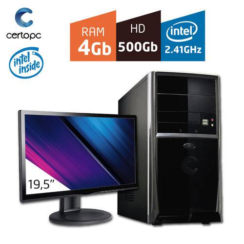 Computador + Monitor 19'' Intel Dual Core 2.41GHz 4GB HD 500GB Certo PC Fit 1017