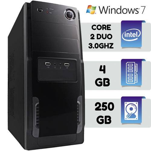 Computador Pc Desk Intel Core 2 Duo 3,0 Ghz Mem 4gb HD 250gb Windows 7