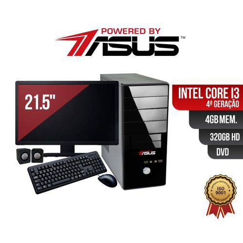 Computador Powered By ASUS Core I3 4 Geração 4gb Ddr3 HD 320Gb DVD Monitor 21.5 + Kit