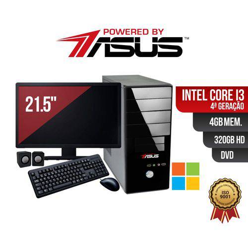 Computador Powered By ASUS Core I3 4 Geração 4gb Ddr3 HD 320gb DVD Monitor 21.5 Windows + Kit