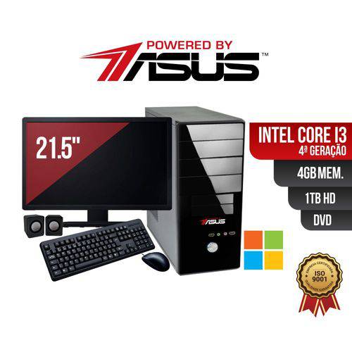 Computador Powered By ASUS Core I3 4 Geração 4Gb Ddr3 HD 1Tb DVD Monitor 21.5 Windows + Kit