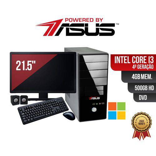 Computador Powered By ASUS Core I3 4 Geração 4gb Ddr3 HD 500gb DVD Monitor 21.5 Windows + Kit