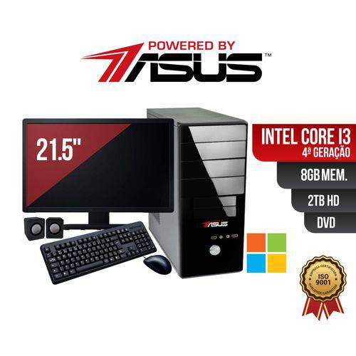 Computador Powered By ASUS Core I3 4 Geração 8Gb Ddr3 HD 2Tb DVD Monitor 21.5 Windows + Kit