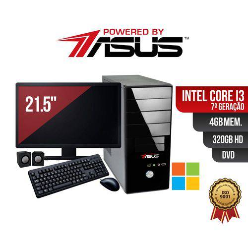 Computador Powered By ASUS Core I3 7 Geração 4gb Ddr4 HD 320gb DVD Monitor 21.5 Windows + Kit