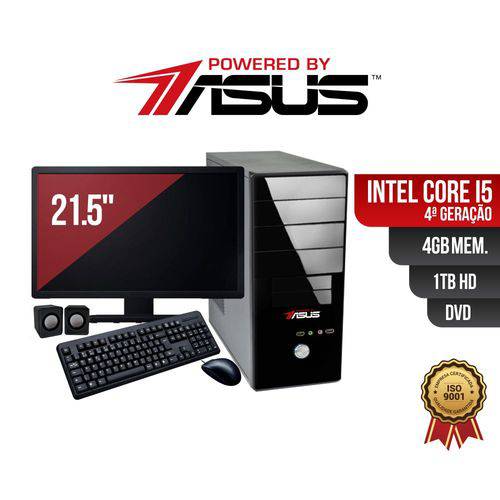 Computador Powered By ASUS Core I5 4 Geração 4gb Ddr3 HD 1Tb DVD Monitor 21.5 + Kit