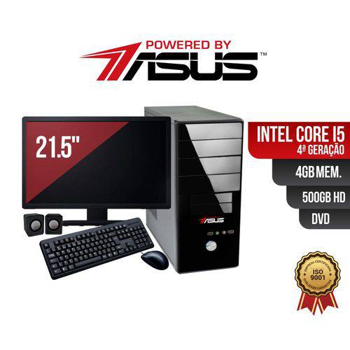 Computador Powered By ASUS Core I5 4 Geração 4gb Ddr3 HD 500Gb DVD Monitor 21.5 + Kit
