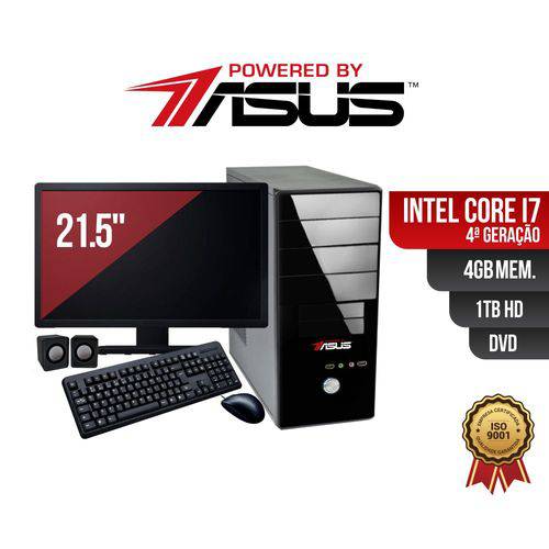 Computador Powered By ASUS Core I7 4 Geração 4gb Ddr3 HD 1Tb DVD Monitor 21.5 + Kit