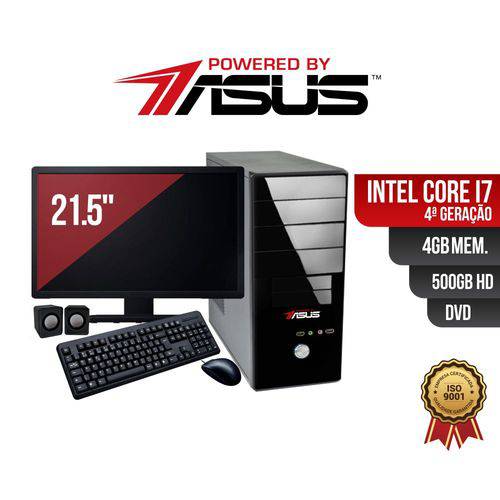 Computador Powered By ASUS Core I7 4 Geração 4gb Ddr3 HD 500Gb DVD Monitor 21.5 + Kit