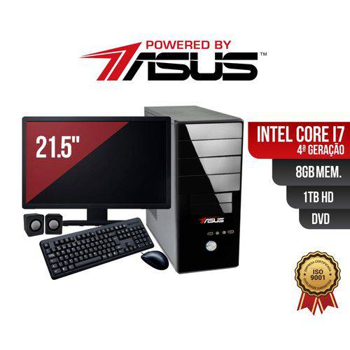 Computador Powered By ASUS Core I7 4 Geração 8gb Ddr3 HD 1Tb DVD Monitor 21.5 + Kit