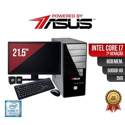 Computador Powered By ASUS Core I7 7 Geração 8gb Ddr4 HD 500Gb DVD Monitor 21.5 + Kit