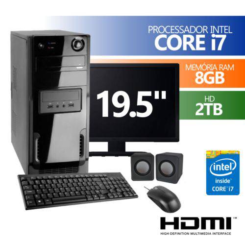 Computador Premium Business Intel Core I7 8gb Ddr3 Hd 2tb Monitor 19.5 + Kit ( Mouse,teclado,caixa)