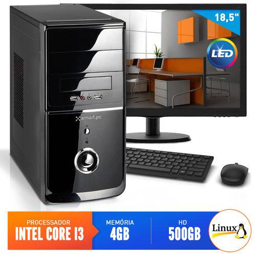 Computador Smart Pc SMT80175 Intel Core I3 4GB 500GB + Monitor 18,5" Linux