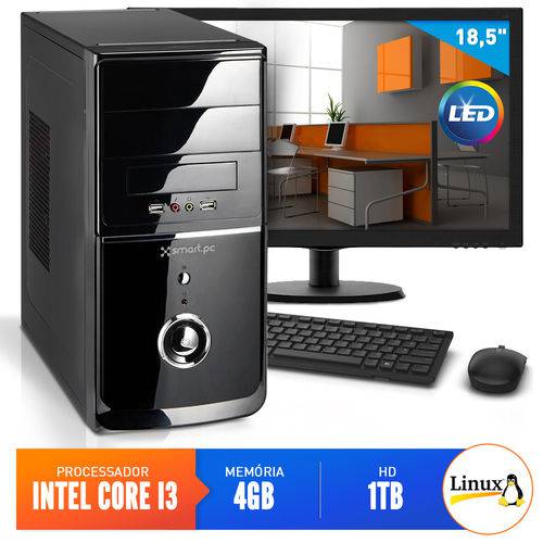 Computador Smart Pc SMT80187 Intel Core I3 4GB 1TB + Monitor 18,5" Linux