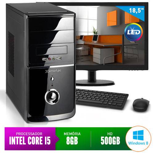 Computador Smart Pc SMT80219 Intel Core I5 8GB 500GB + Monitor 18,5" Windows 8