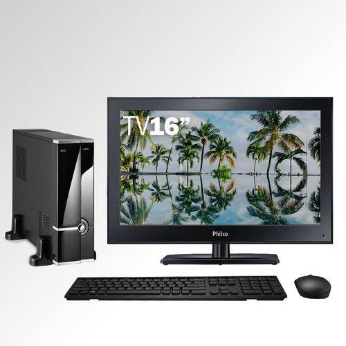 Computador Tvpc com Tv Led 16" Philco Ph16d10d HD Intel Dual Core 4gb 2tb Wifi Easypc