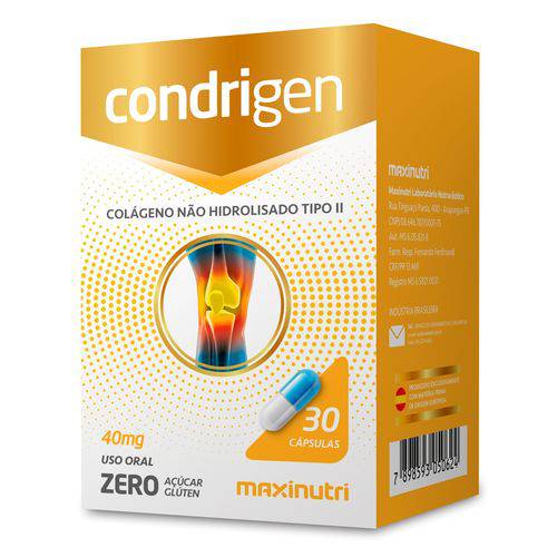 Condrigen (colágeno Tipo Ii) 40mg Maxinutri - 30 Cápsulas