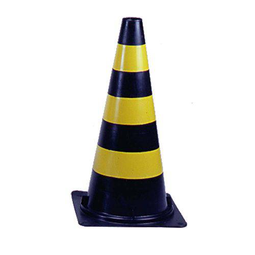 Cone de PVC para Sinalização Preto e Amarelo 75 Cm Balaska
