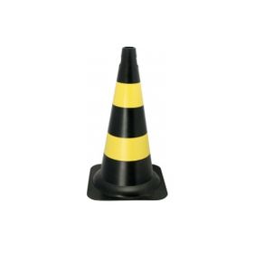 Cone de Sinalização Rigido Preto/Amarelo 75 Cm - Plastcor