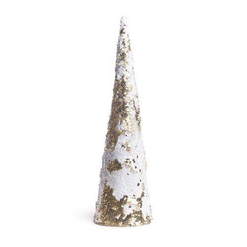 Cone Decoração Natal 50cm com Lantejoula Branco