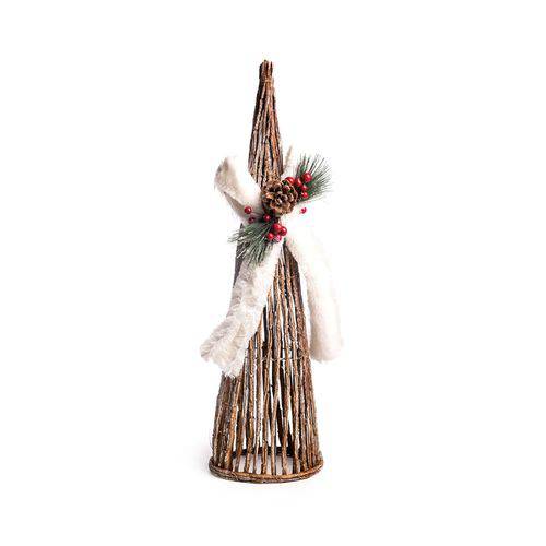 Cone Decoração Natal com Laço 60cm Marrom