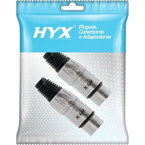 Conector XLR Fêmea HYX HX001F 3 Pólos Niquelado Und