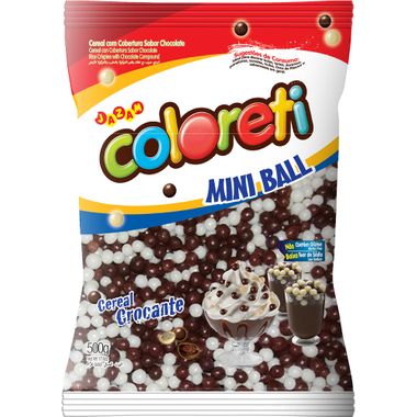 Confeito Cereal Coloreti Mini Ball ao Leite e Branco Jazam 500g
