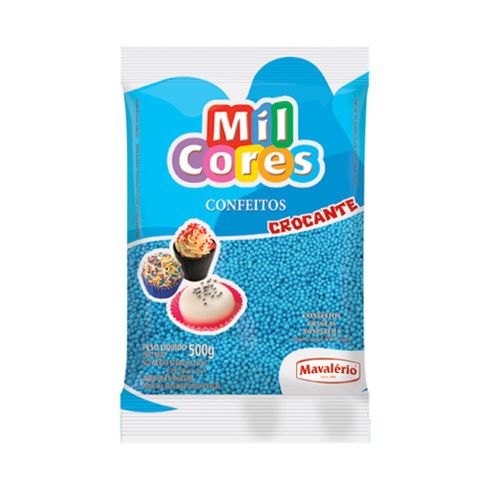 Confeito Miçanga Azul Mil Cores 500g - Mavalério