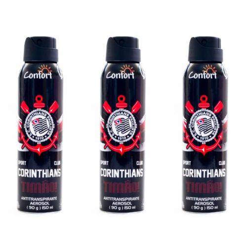 Confort Corinthians Desodorante Aerosol 150ml (kit C/03)