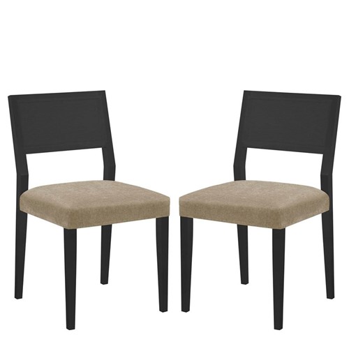 Conjunto 02 Cadeiras de Jantar Gardenia Preta - Wood Prime MT 16843