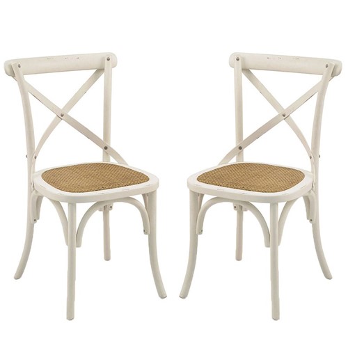 Conjunto 02 Cadeiras de Jantar Paris com Rattam Branco - Wood Prime AM 20017