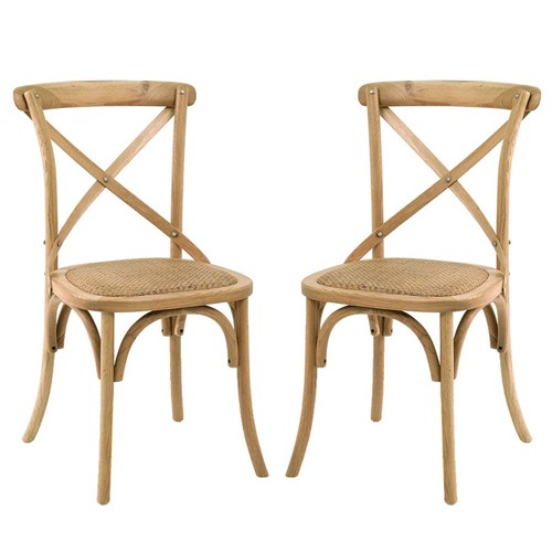 Conjunto 02 Cadeiras de Jantar Paris com Rattam - Wood Prime AM 20018