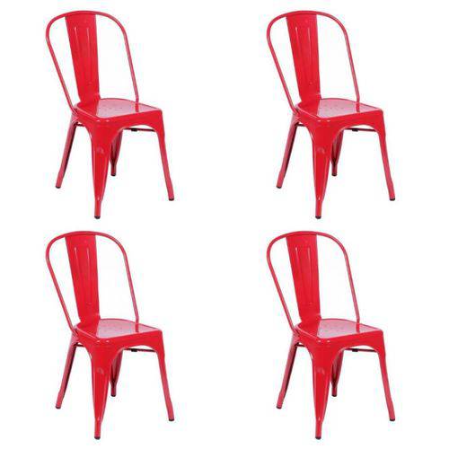 Conjunto 04 Cadeiras Iron Tolix - Vermelha