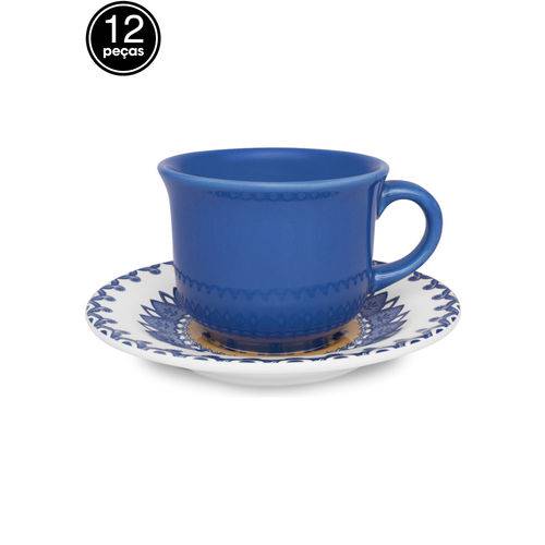Conjunto 12pçs Xícaras de Chá Oxford C/Pires Mail Order Floreal La Carreta Azul