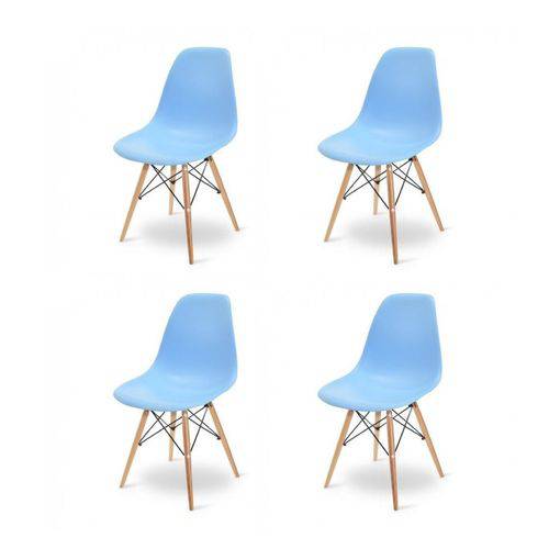 Conjunto 4 Cadeira Charles Eames Eiffel - Wood - Azul
