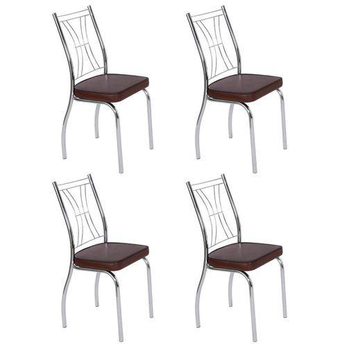 Conjunto 4 Cadeiras Agatha Art Panta Cromado/Marrom