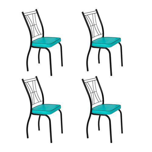 Conjunto 4 Cadeiras Agatha Art Panta Preto/Verde Claro